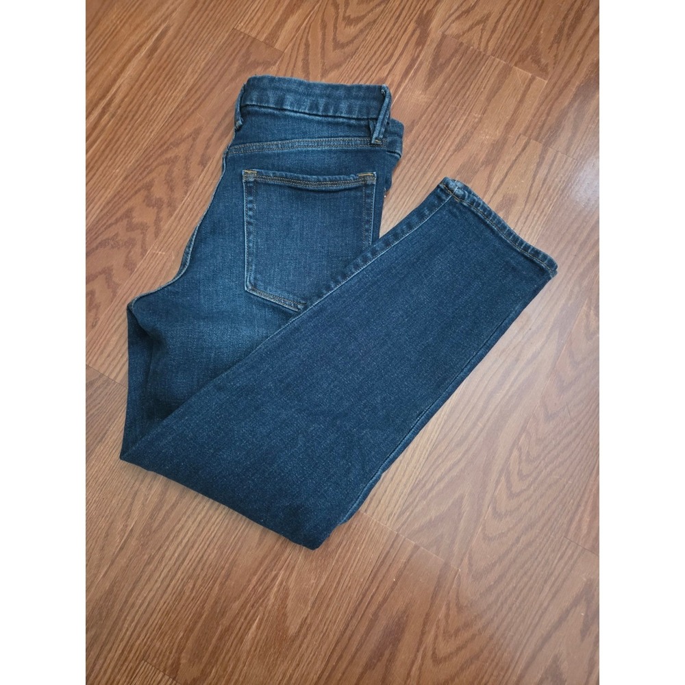 Good American Good Classic Slim-Straight Jeans Dark  High Rise 6/28 GCL6330PNR
